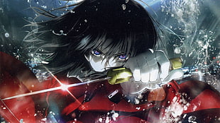 anime character holding knife digital wallpaper, anime, Kara no Kyoukai, Ryougi Shiki