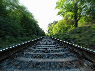 timelapse photography of trail rail way