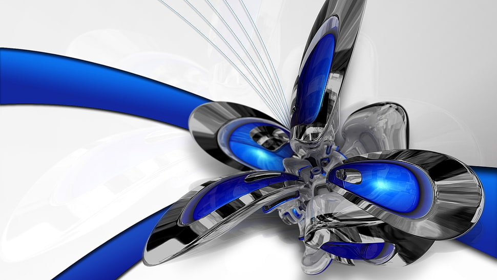 blue and gray bow abstract HD wallpaper