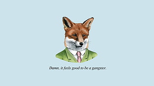 Fox in suit quoted illustration, animals, minimalism