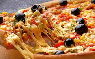 yellow, red, and black pizza HD wallpaper