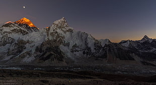 rock mountain, Mount Everest, sky, stars, nature HD wallpaper