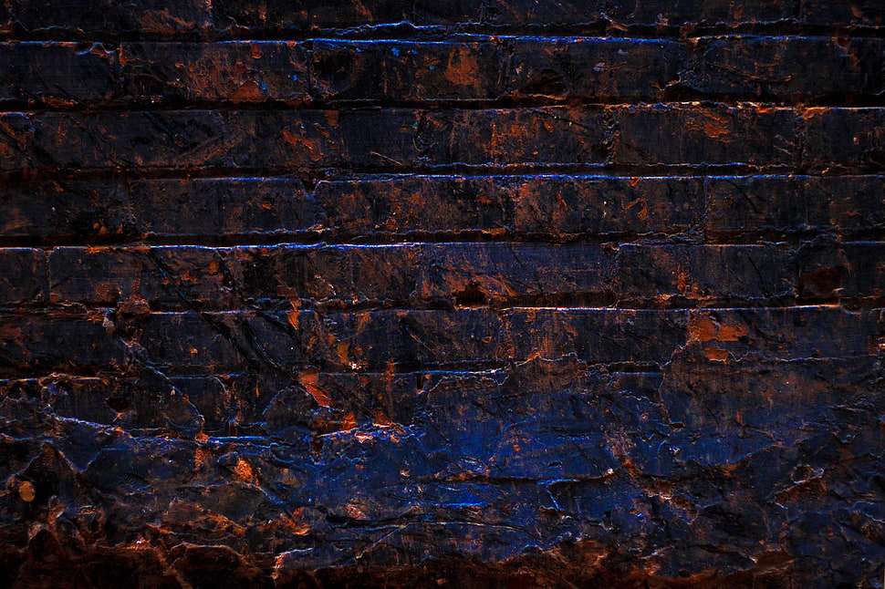 orange and blue concrete wall HD wallpaper