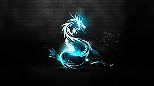 lighted blue dragon emblem HD wallpaper