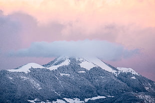 snow-covered mountain, Mountains, Peaks, Clouds