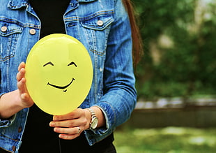 yellow smile balloon, Balloon, Smile, Hands