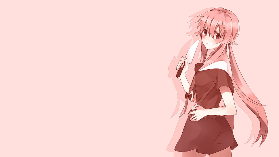 pink haired woman anime character illustration HD wallpaper