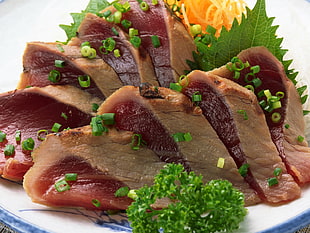 brown sliced meat dish