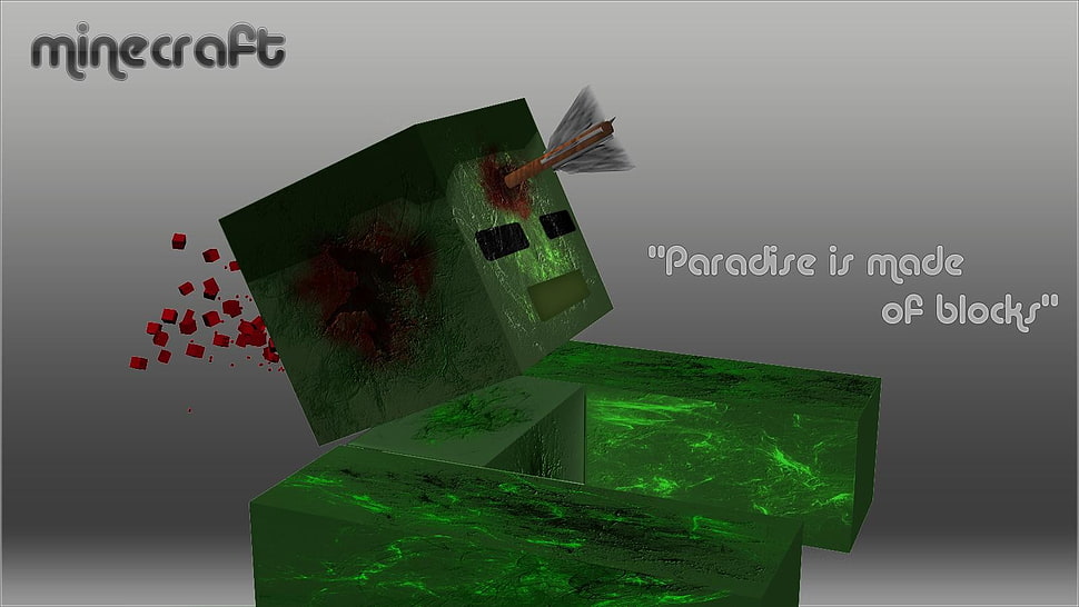 green Minecraft pixel illustration HD wallpaper