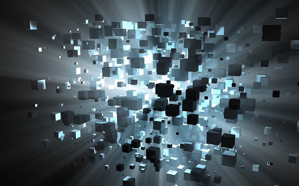 gray and teal cubes wallpaper, abstract, geometry, cube HD wallpaper