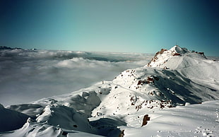 snow moutain, sky, Mount Hood, snow, rock HD wallpaper