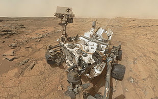 gray vehicle, science, Mars, Curiosity, self shot