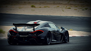 black sports car, McLaren, McLaren P1