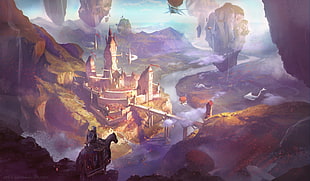 game application wallpaper, artwork, fantasy art, castle, landscape