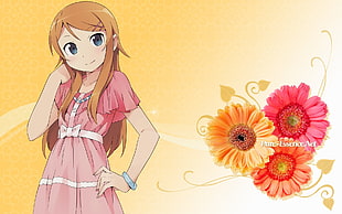 girl anime character in pink dress digital wallpaper