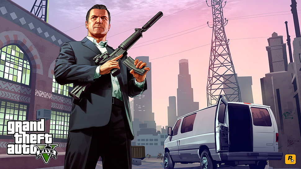 Grand Theft Auto Five digital wallpaper, Grand Theft Auto V, Rockstar Games, video game characters HD wallpaper