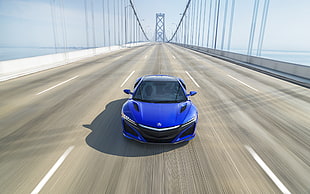 blue Acura NSX coupe, Acura NSX, car, vehicle, bridge HD wallpaper