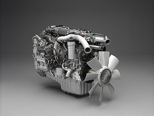 grayscale photography of vehicle engine HD wallpaper