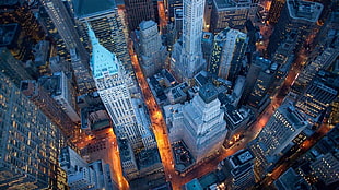 aerial photography of New York buildings, landscape, cityscape, New York City, lights