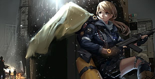 woman holding rifle illustration, anime, anime girls, Tom Clancy's The Division, blonde