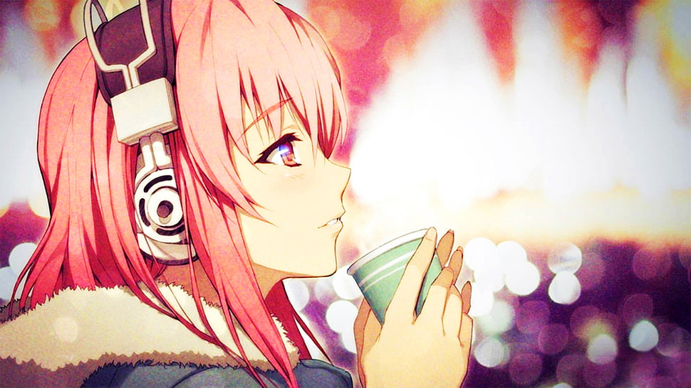 pink haired anime woman character HD wallpaper