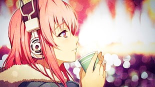 pink haired anime woman character