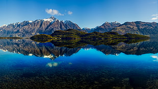 brown mountains near body of water under blue sky, glenorchy HD wallpaper