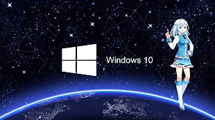 Windows 10 logo illustration, anime, anime girls, Windows 10, os-tan