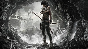 Tomb Rider digital wallpaper, Tomb Raider, Lara Croft, video games, bow
