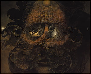 beige face mask painting, Zdzisław Beksiński