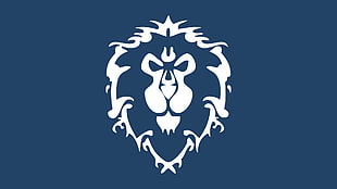 white and blue lion logo, World of Warcraft: Warlords of Draenor, Alliance, simple, minimalism