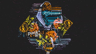 Punk Art graphic wallpaper, rose, glitch art, digital art, melankolia HD wallpaper