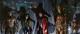 Marvel Guardians of the Galaxy digital wallpaper, Guardians of the Galaxy, Star Lord, Gamora , Rocket Raccoon