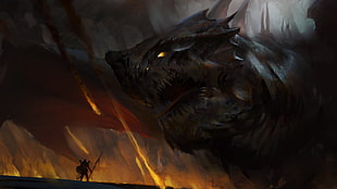 dragon digital wallpaper, fantasy art, dragon