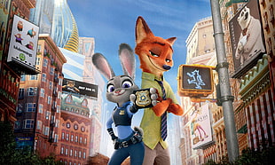 Zootopia fox and rabbit poster HD wallpaper