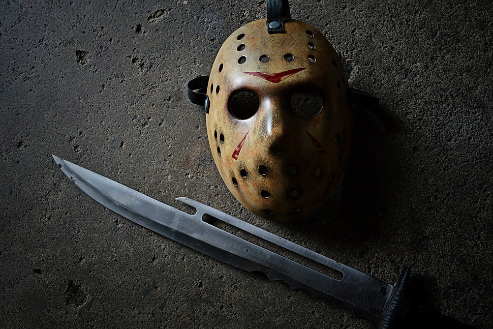 Jason Voorhees mask, mask, machete, Jason Voorhees HD wallpaper