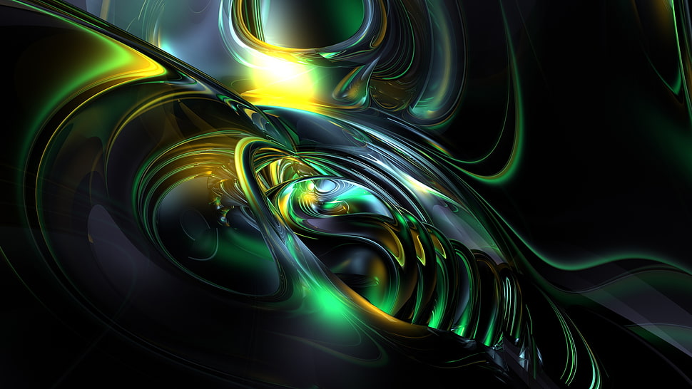 green and black abstract illustraiotn HD wallpaper