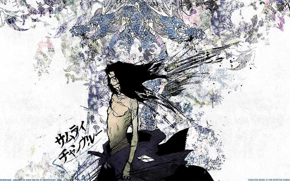 topless anime character sketch, anime, Samurai Champloo HD wallpaper