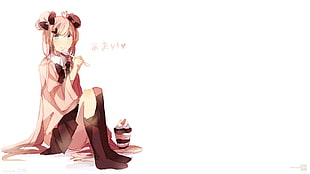 pair of brown leather open-toe heeled sandals, pink, original characters, ice cream