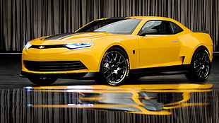 yellow Chevrolet Camaro, Chevrolet Camaro Bumblebee HD wallpaper