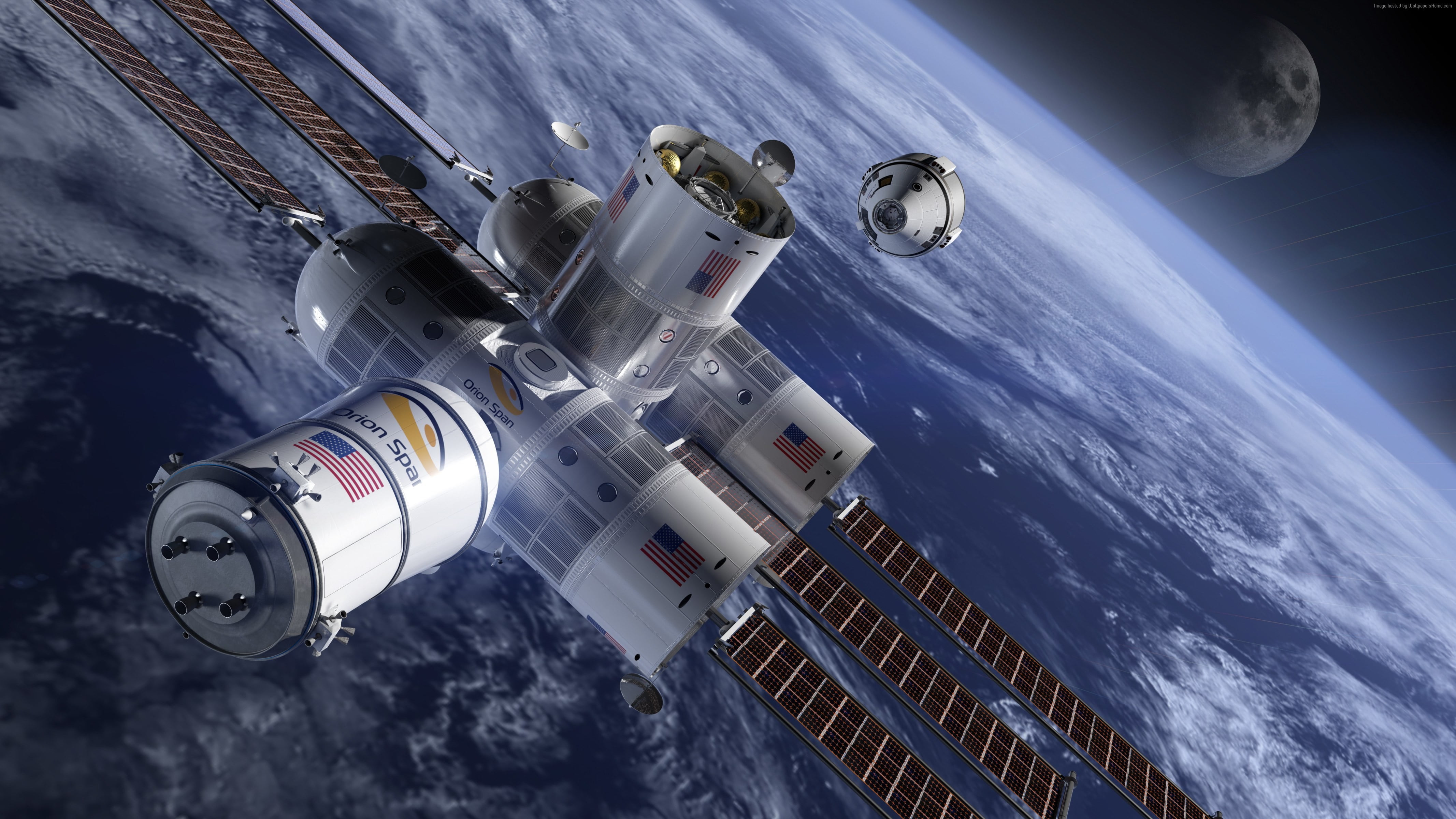 White Space Satellite The Aurora Space Station Space Tourism 4k