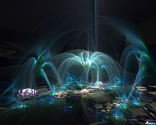 blue light, fantasy art, digital art HD wallpaper