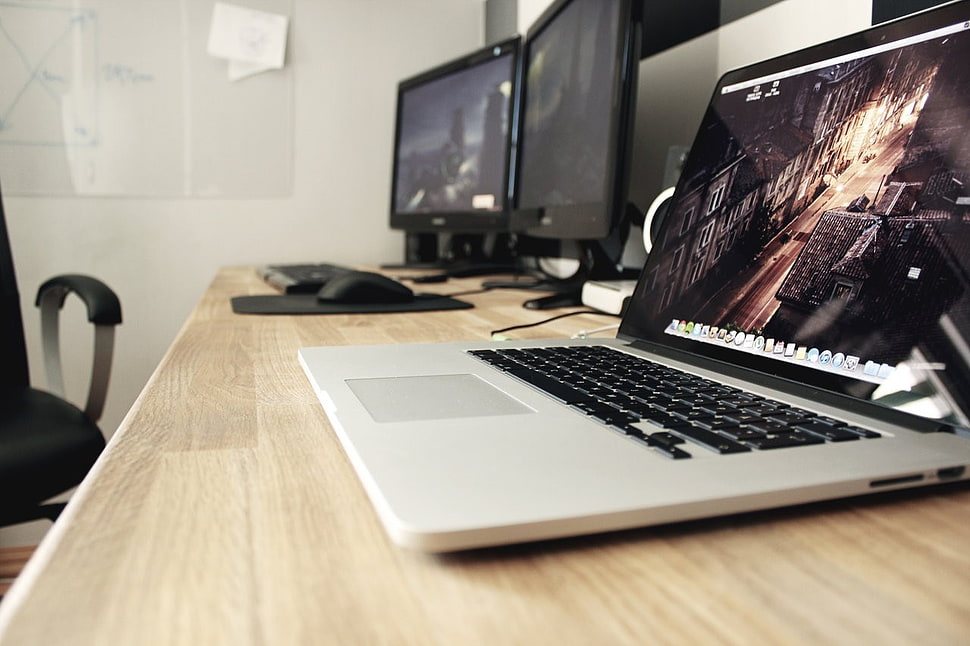 turned on MacBook Pro HD wallpaper