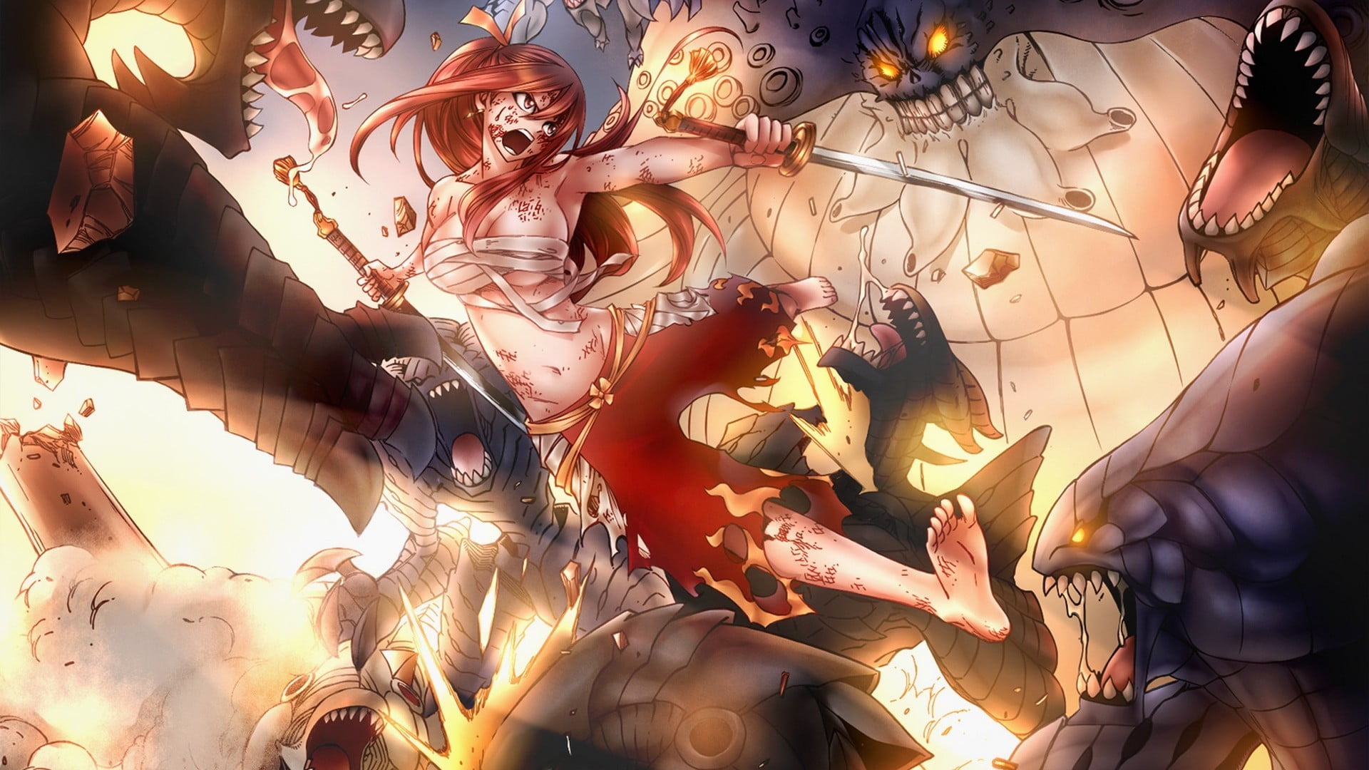 Fairy Tail, Scarlet Erza, barefoot