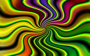 digital photo of green, yellow, red, and black swirl effect HD wallpaper