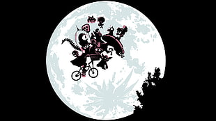 silhouette photography of alien riding bike