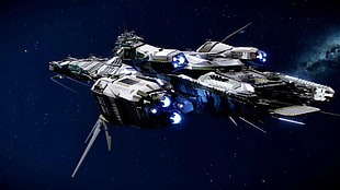 gray and black space craft, space, spaceship, Star Citizen, Bengal-class Carrier