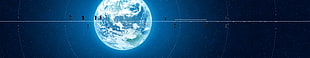 blue planet artwork, Earth, space, atmosphere, infographics
