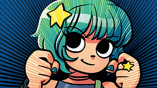 green haired female anime character, Scott Pilgrim, Ramona Flowers, comic books, Scott Pilgrim vs. the World