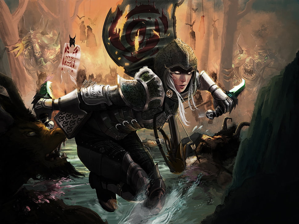 assassin illustration, Demon Hunter, fantasy art HD wallpaper